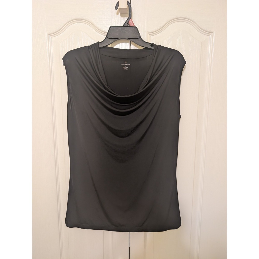 Worthington Size Large Black Cowl Neck Work-to-Night-Out Top